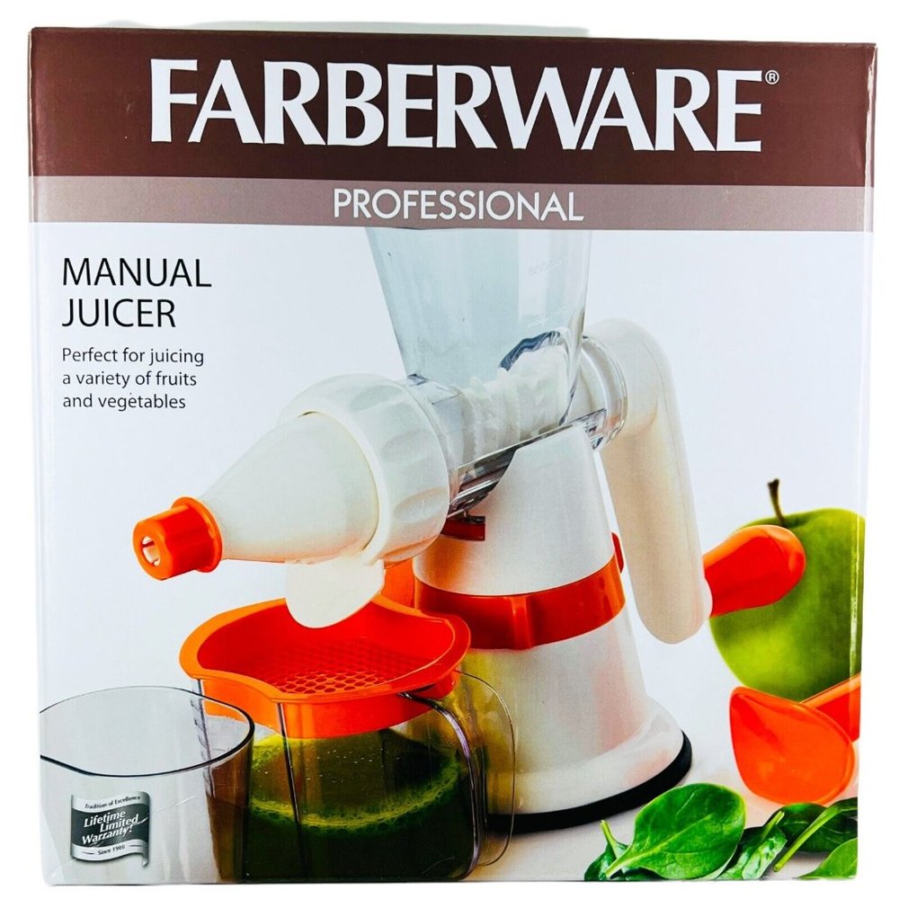 Farberware Manual Juicer Hand Crank Fruit Citrus Vegetable Wheatgrass Press Cup